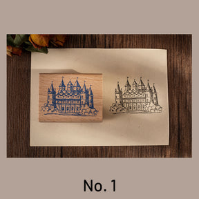 Fantasy Castle Wooden Rubber Stamp sku-3