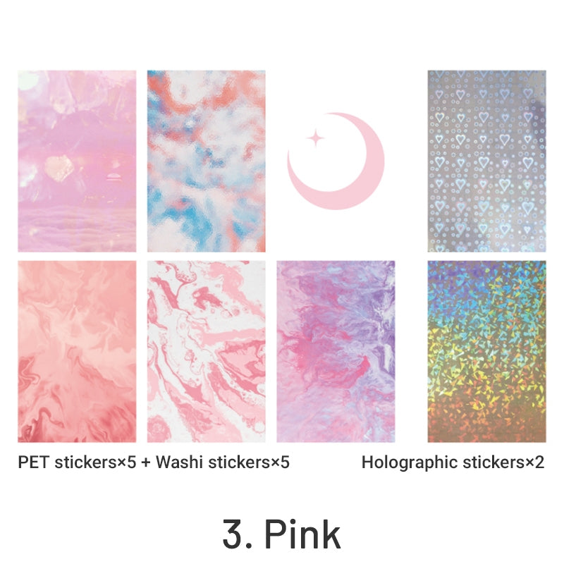 Fantasy Glitter Background Decoration Washi PET Sticker Pack sku-3