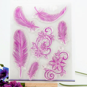 Feathers & Flowers Clear Silicone Stamps