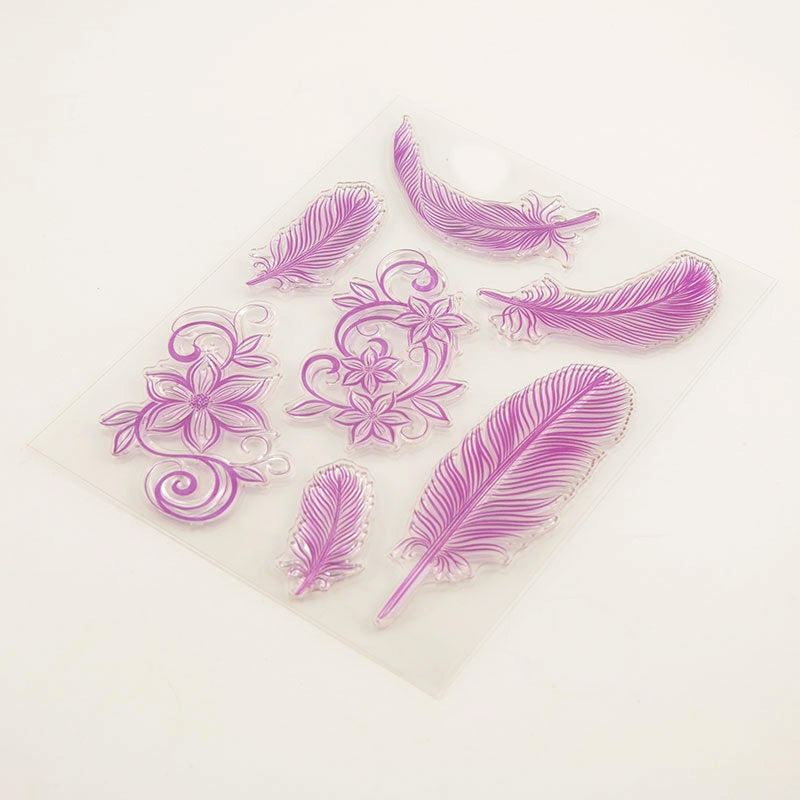 Feathers & Flowers Clear Silicone Stamps5