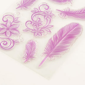 Feathers & Flowers Clear Silicone Stamps3