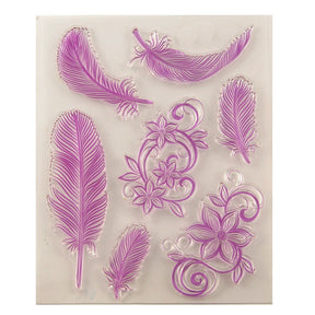 Feathers & Flowers Clear Silicone Stamps1
