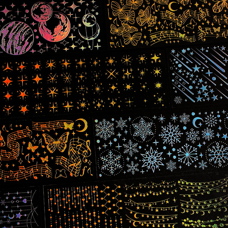 Fireworks Banquet 3D Hot Stamping PET Stickers b3