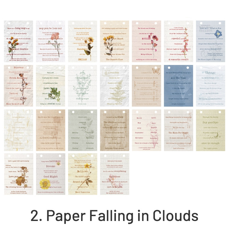 Material Paper - Floral Artistic English Text Strip Scrapbook Paper Book