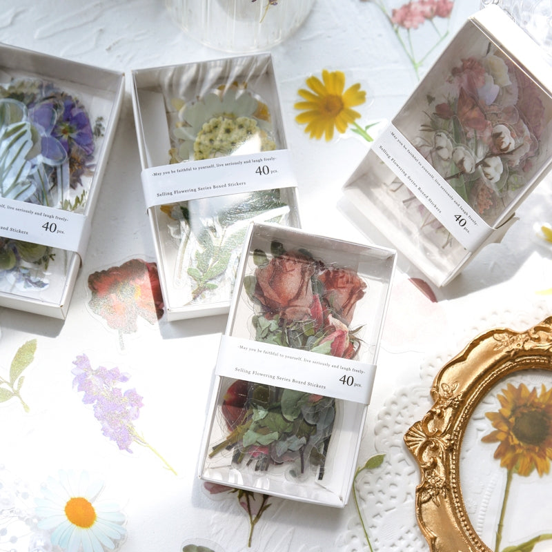 Florescence Vendor Creative Boxed PET Flower Stickers a
