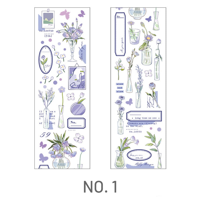 Purple-Flower and Vase PET Sticker