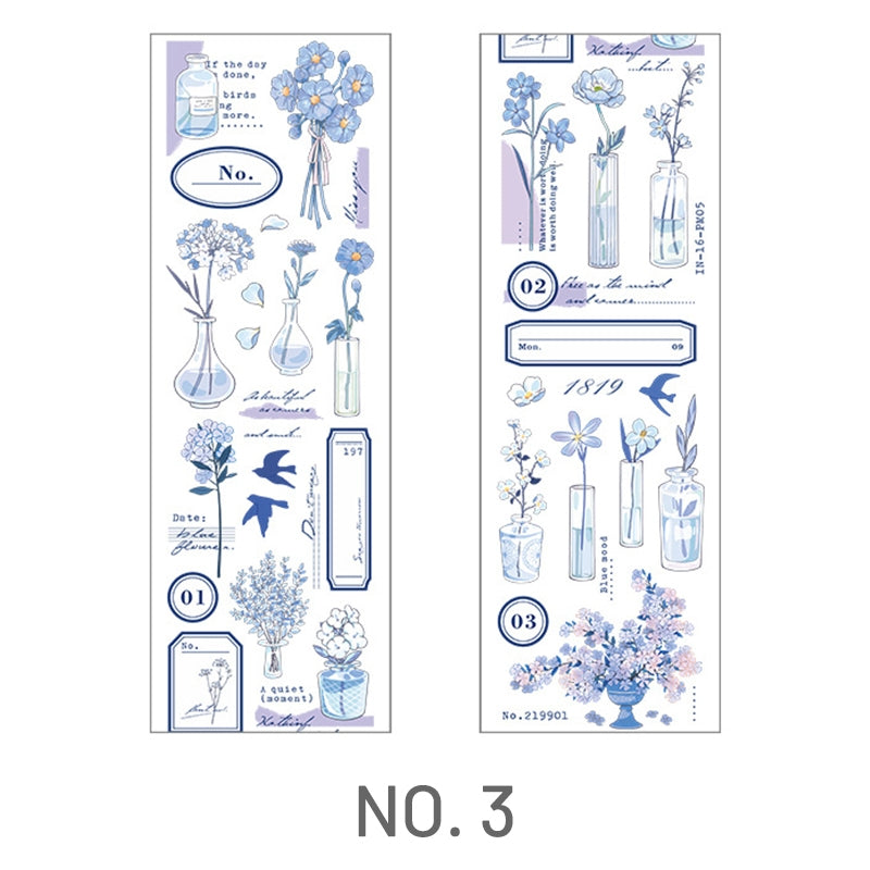 Blue-Flower and Vase PET Sticker