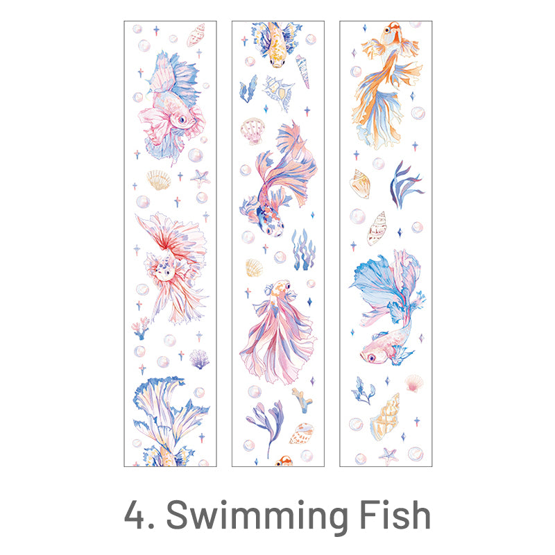 Swimming Fish-Long Strip PET Sticker - Moon, Fruit, Fish, Flower