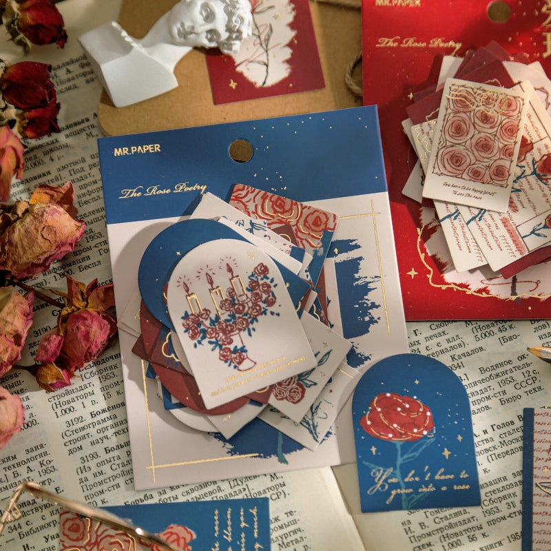 Vintage Artistic Rose Plant Sticker Pack1