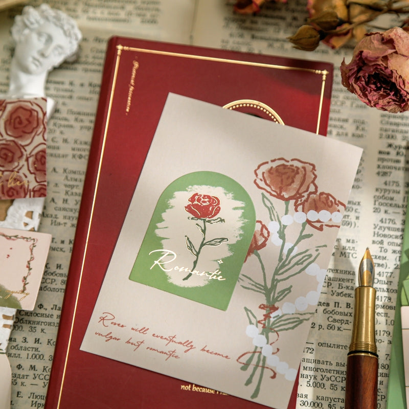 Vintage Artistic Rose Plant Sticker Pack5