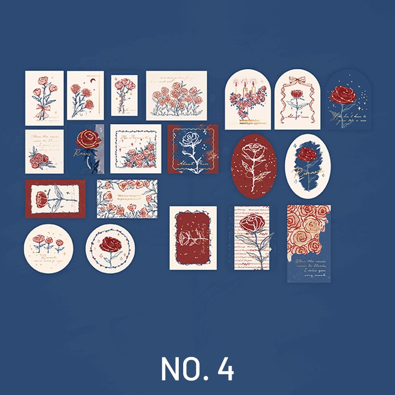 Vintage Artistic Rose Plant Sticker Pack sku-4