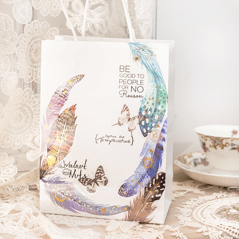 Glitter Feather Large Size Foil Stamping Feather PET Sticker a