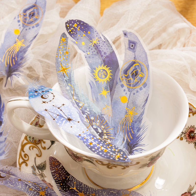 Glitter Feather Large Size Foil Stamping Feather PET Sticker b