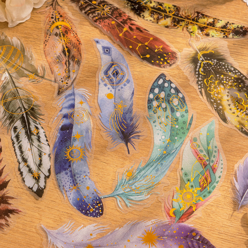 Glitter Feather Large Size Foil Stamping Feather PET Sticker b4