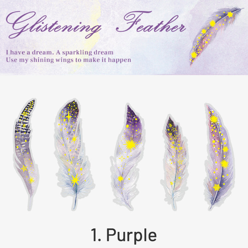 Glitter Feather Large Size Foil Stamping Feather PET Sticker sku-1