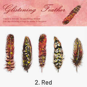 Glitter Feather Large Size Foil Stamping Feather PET Sticker sku-2