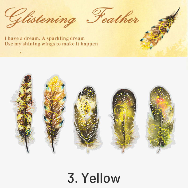 Glitter Feather Large Size Foil Stamping Feather PET Sticker sku-3