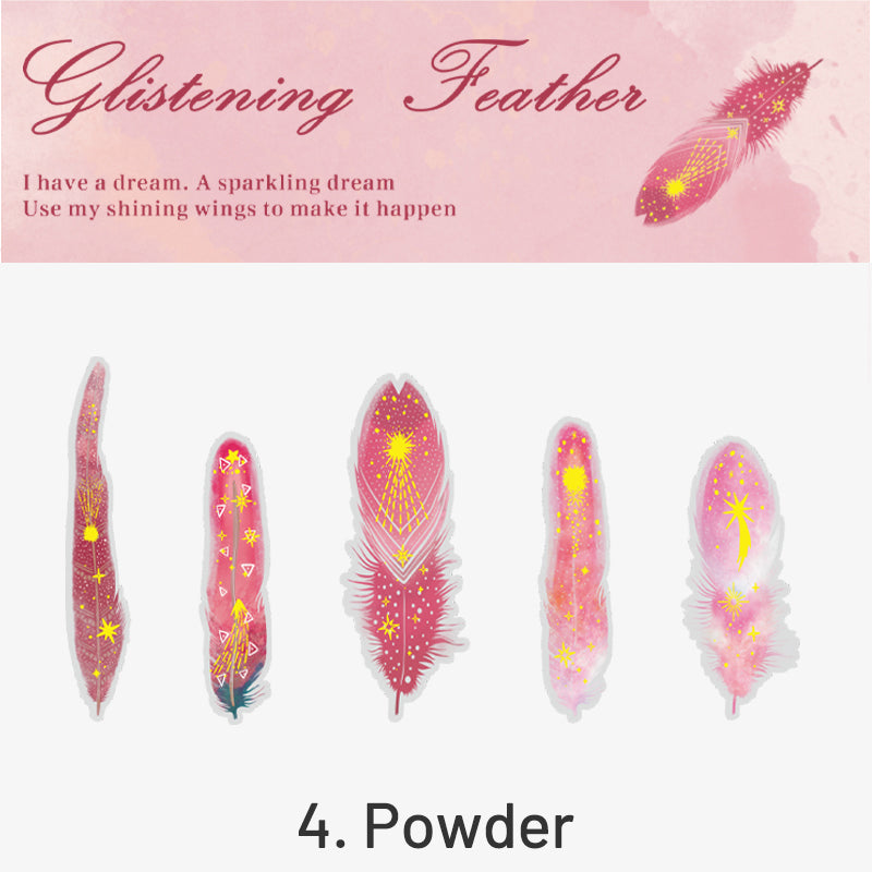 Glitter Feather Large Size Foil Stamping Feather PET Sticker sku-4