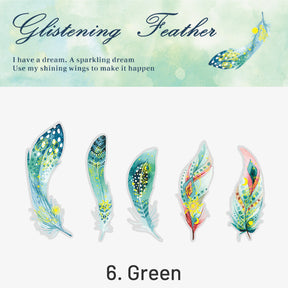Glitter Feather Large Size Foil Stamping Feather PET Sticker sku-6