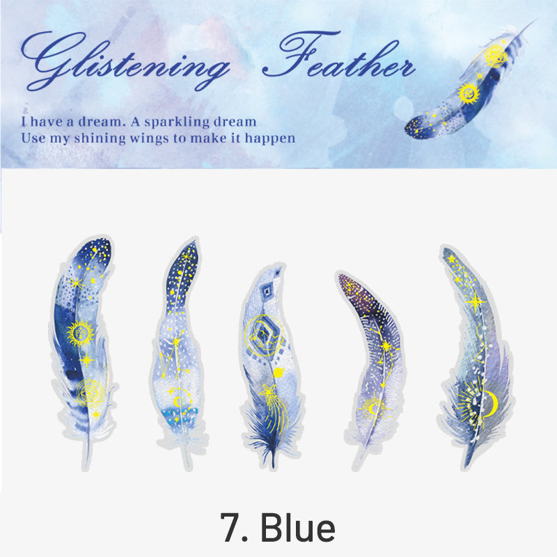Glitter Feather Large Size Foil Stamping Feather PET Sticker sku-7