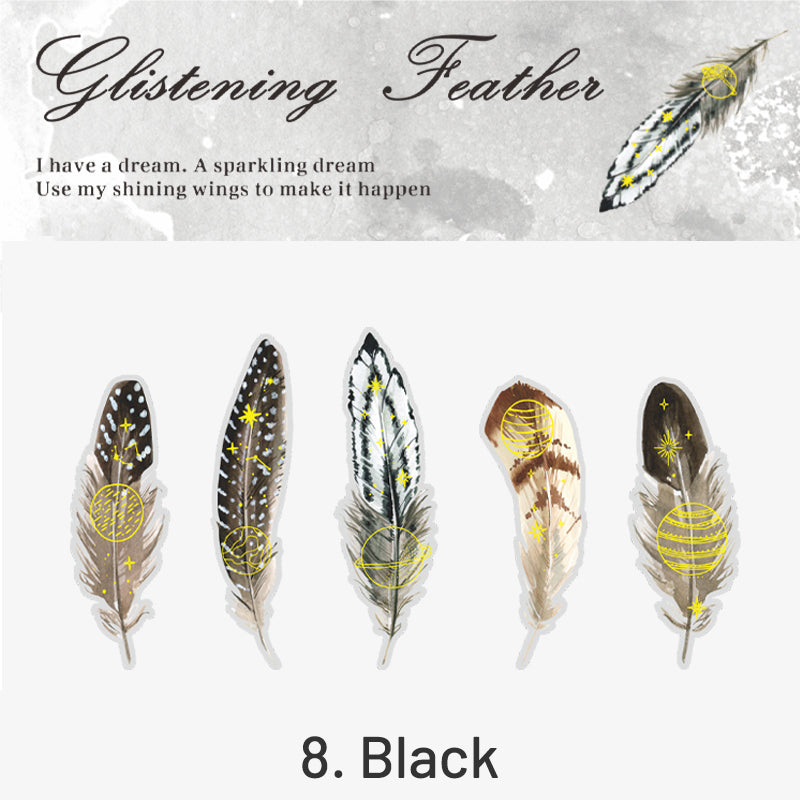 Glitter Feather Large Size Foil Stamping Feather PET Sticker sku-8