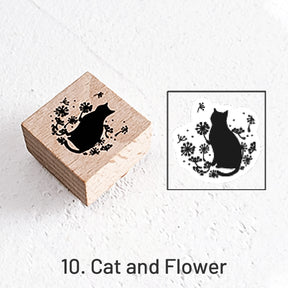 Good Day Cartoon Character Cat Wooden Rubber Stamp sku-10