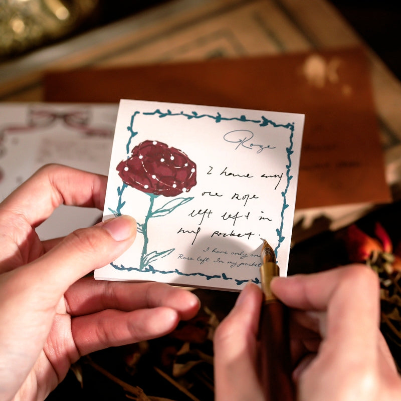 Hand-Painted Rose Illustration Sticky Notes | Stamprints Memo Pad