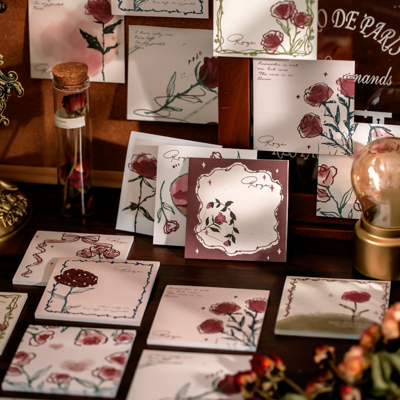 Hand-Painted Rose Illustration Sticky Notes | Stamprints Memo Pad