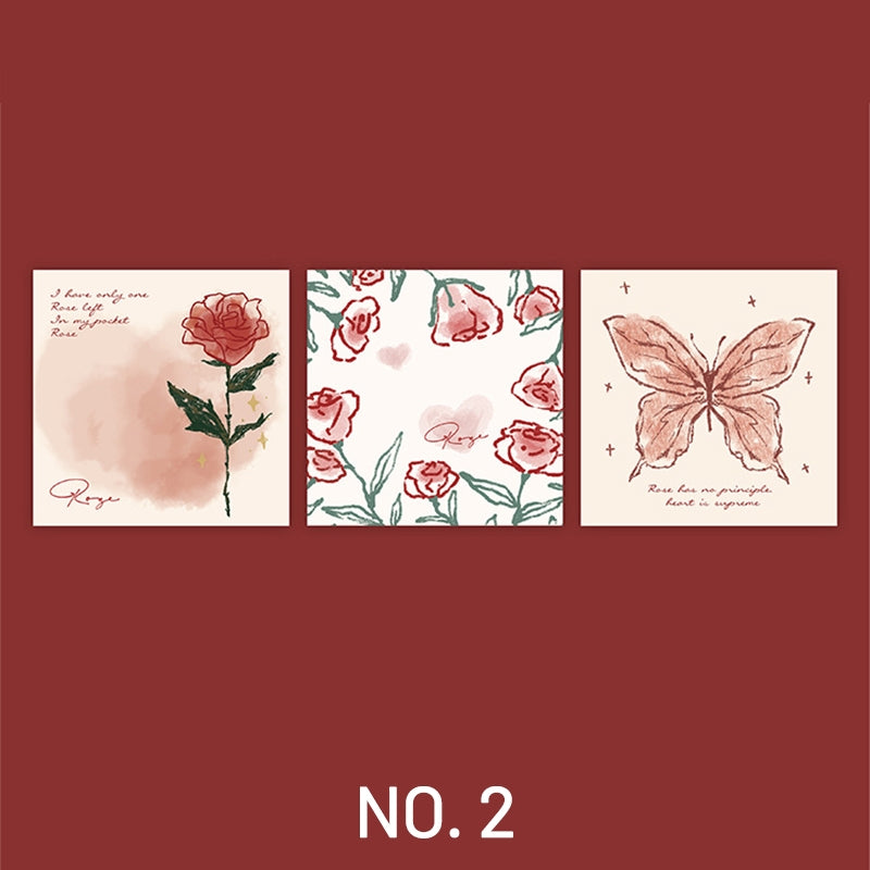 Rose Paper Notes Hand-Painted Rose Illustration Sticky Notes | Stamprints Memo Pad