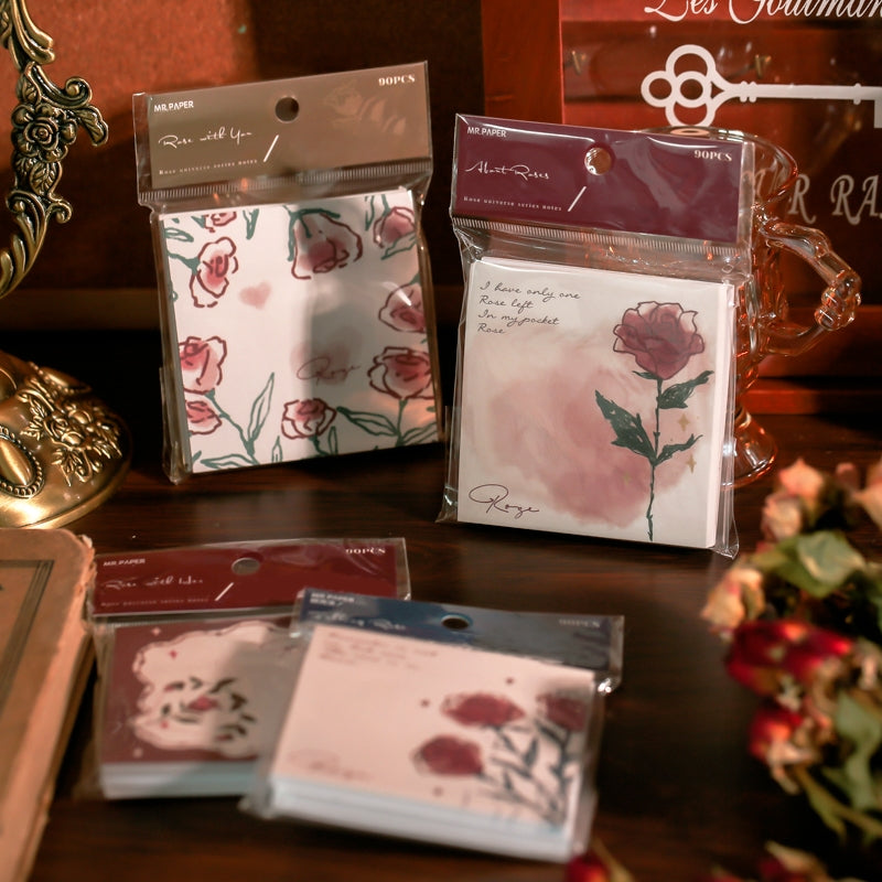 Hand-Painted Rose Illustration Sticky Notes | Stamprints Memo Pad