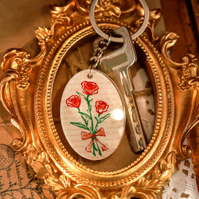 Hand-Painted Rose Key Chain  2