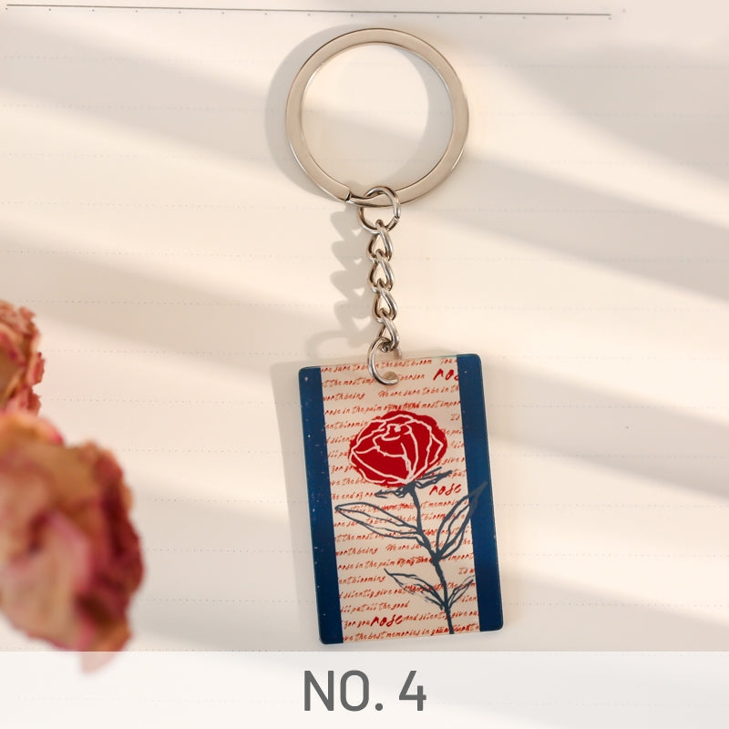 Hand-Painted Rose Key Chain  sku-4