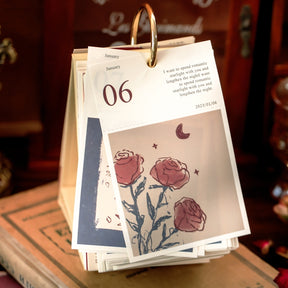 Hand-Painted Rose Mini Calendar 5
