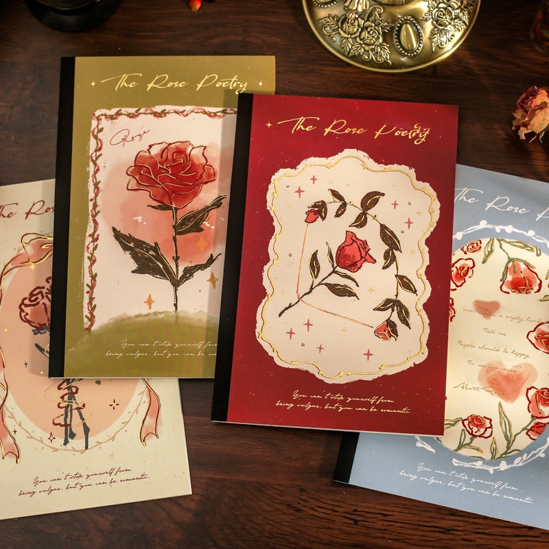 Romantic Hot Stamping Rose Illustration Notebook
