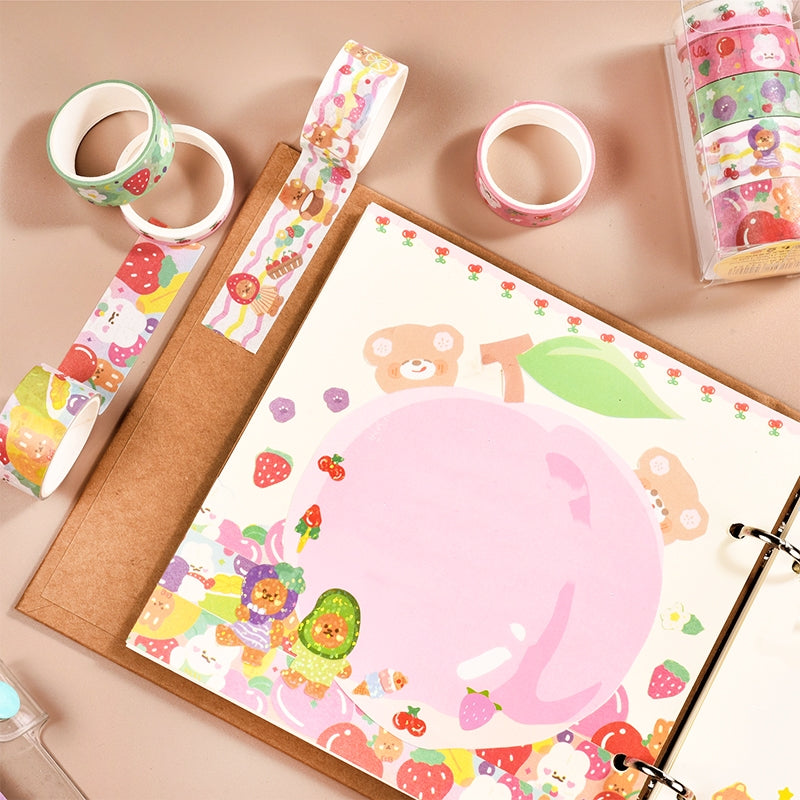 Kawaii Christmas Animal Pink Washi Tape | Cute Journal & Scrapbook Supplies  | Christmas Gift Wrapping