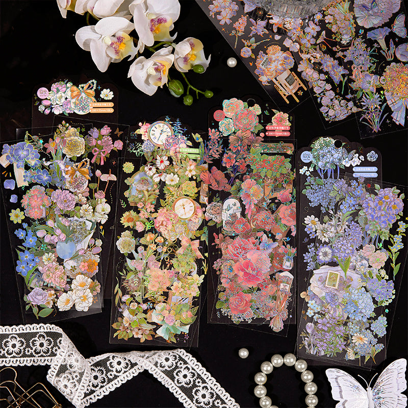 Hot Stamping Floral Plant Polyethylene Terephthalate Sticker-Journal ...