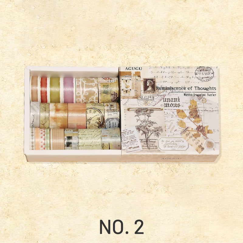 Retro-Vintage Washi Tape Set (20 rolls) - Monet, Manuscript, Divination, Book, Plant, Insect