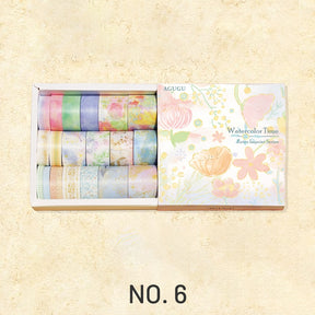 Watercolor-Vintage Washi Tape Set (20 rolls) - Monet, Manuscript, Divination, Book, Plant, Insect