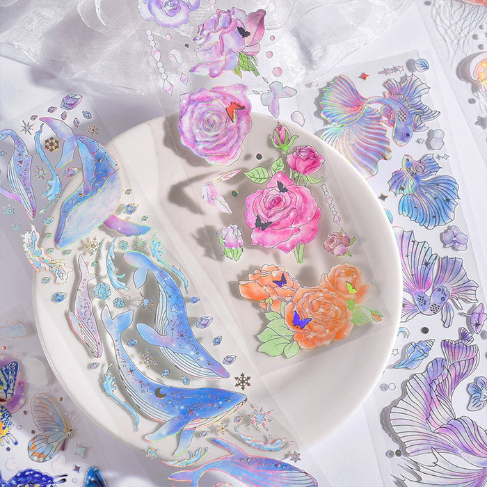 Hot Stamping Rose Butterfly Goo Card Deco PET Sticker-Kpop|Stamprints