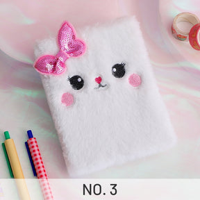 Kawaii Cute Fluffy Plush Cat Journal Notebook-sku4
