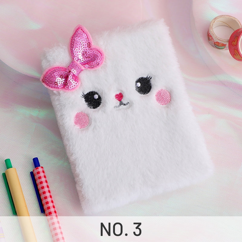 Kawaii Cute Fluffy Plush Cat Journal Notebook-sku4