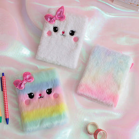 Kawaii Cute Fluffy Plush Cat Journal Notebook-sku1