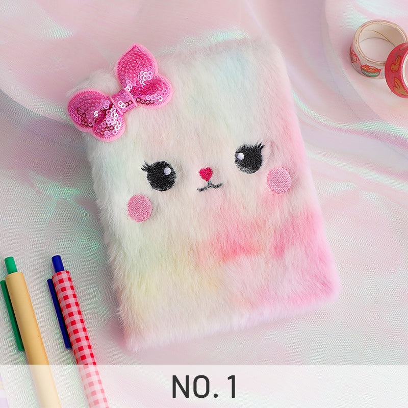 Kawaii Cute Fluffy Plush Cat Journal Notebook-sku2