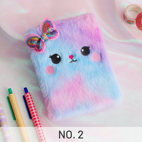 Kawaii Cute Fluffy Plush Cat Journal Notebook-sku3