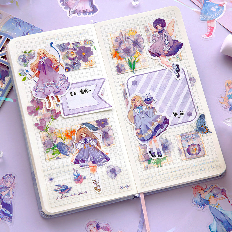 Kawaii Cartoon Girl Basic DIY Journal Sticker