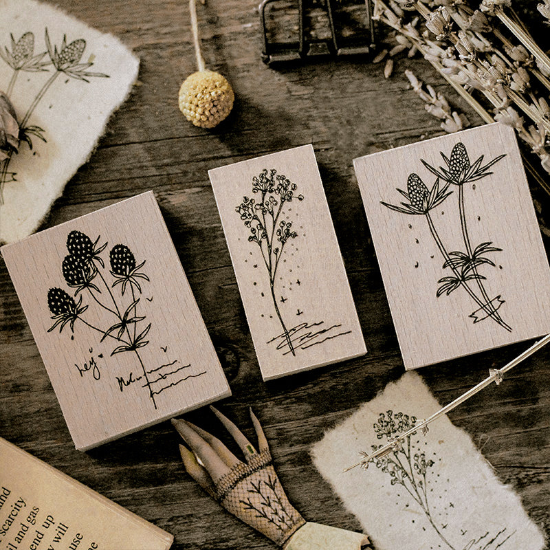 Literary Berry Plant Wooden Rubber Stamp a