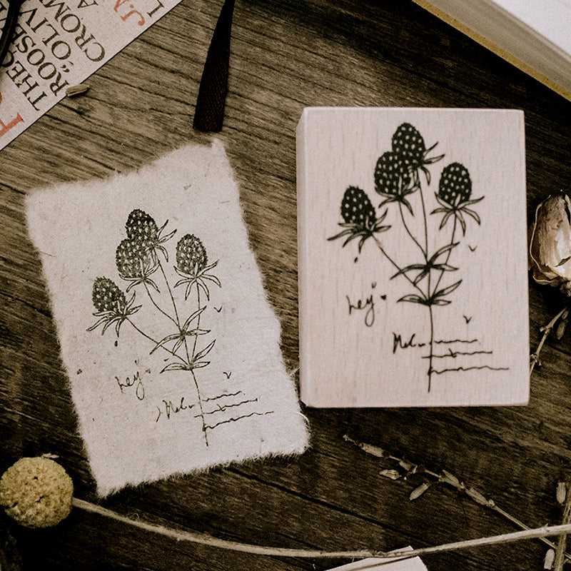 Literary Berry Plant Wooden Rubber Stamp b2