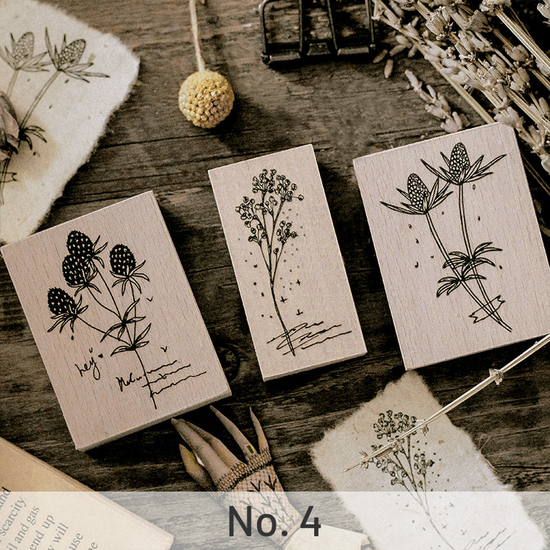 Literary Berry Plant Wooden Rubber Stamp sku-4