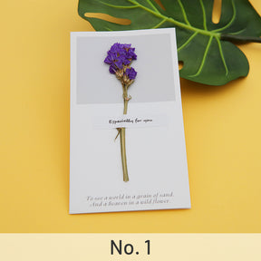 Forget-Me-Not Purple-Dried Flower Greeting Card - Baby's Breath, Forget-Me-Not