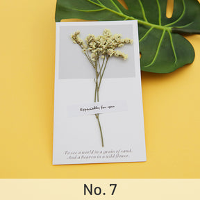 Crystal Grass Yellow-Dried Flower Greeting Card - Baby's Breath, Forget-Me-Not